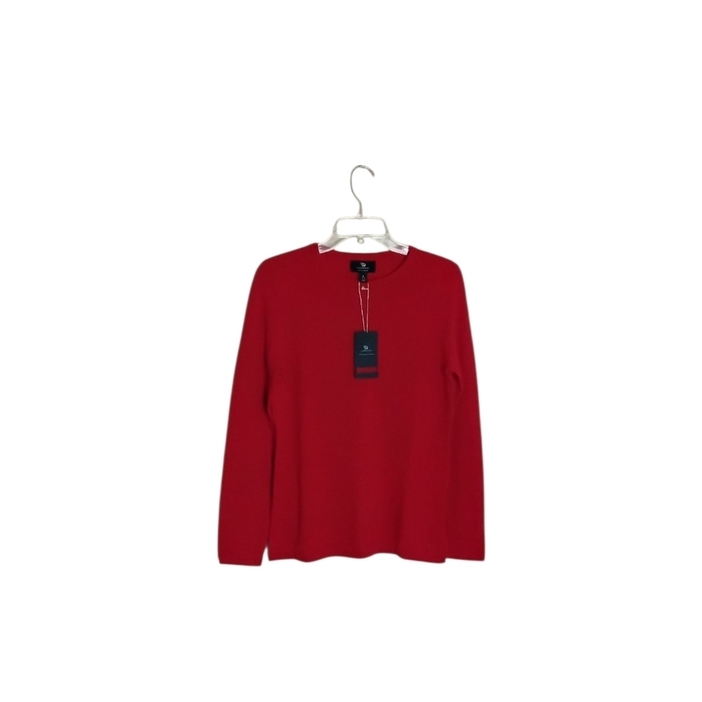 Lands' End Women's S Vibrant Red 100% Cashmere Long Sleeve Crewneck Sweater
